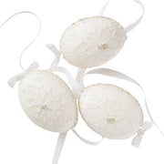 Frosted Poinsettia Egg Ornament - Set of 3