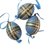 Christmas Plaid Egg Ornament - Set of 3