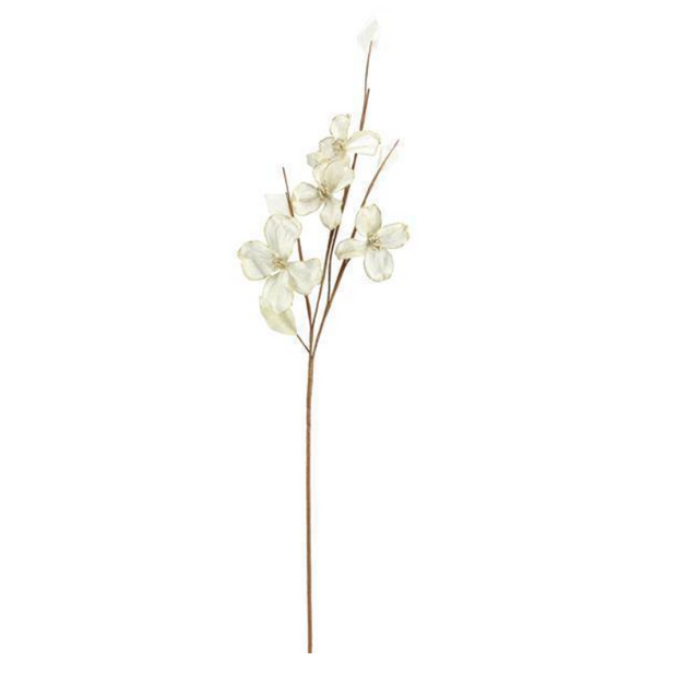 Frosted Dogwood Blossom Tree Stem - Set of 12