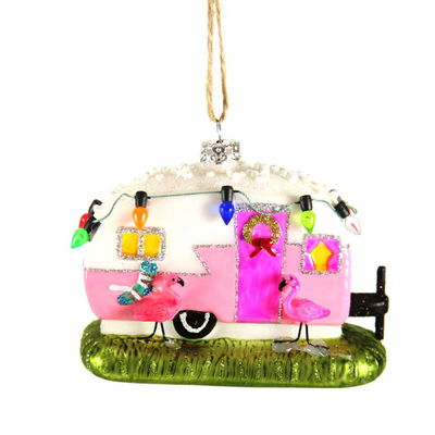 Flamingo Camper Ornament