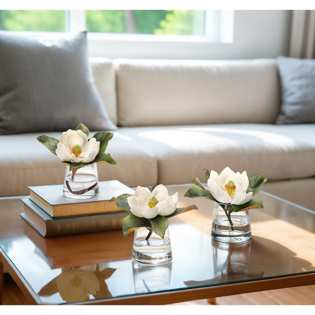 Petite Magnolia Blossom Faux Arrangement - Set of 3
