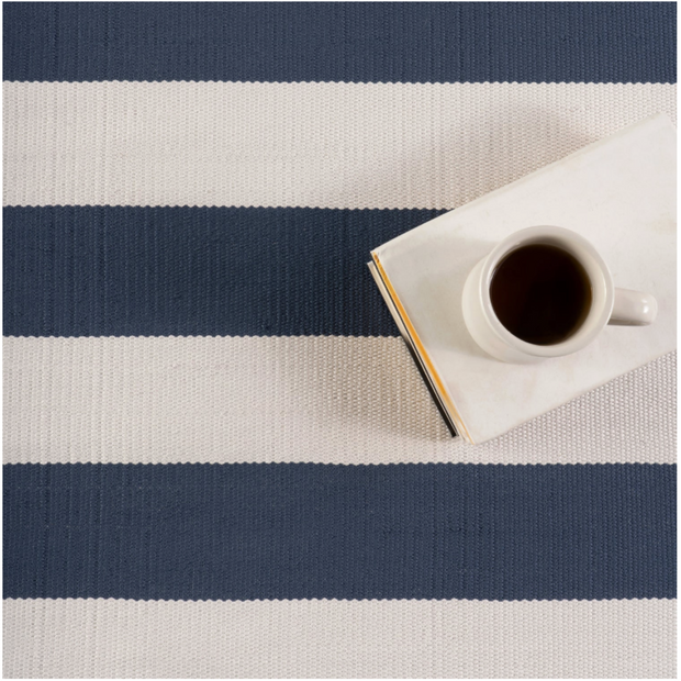 Cabana Stripe Handwoven Indoor/Outdoor Rug - Navy