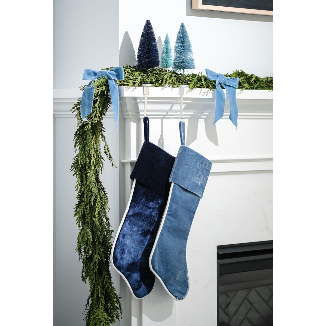 Navy Blue Velvet Christmas Stocking Cailini Coastal