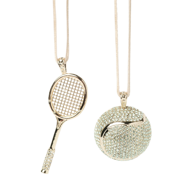 Tennis Racket & Ball Ornament Gift Set