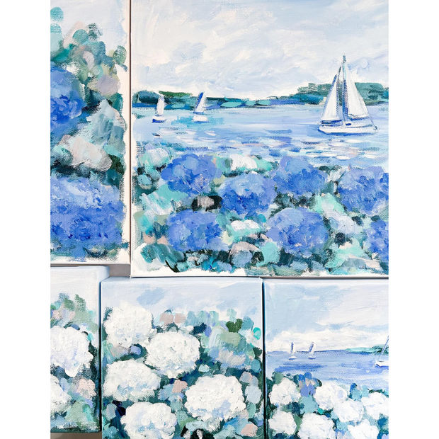 Nikko Blue Hydrangeas Original Framed Painting