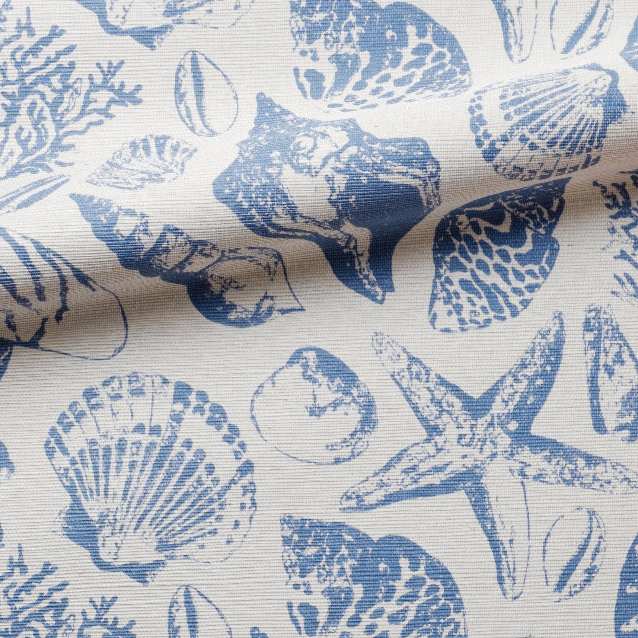 Coquillages Dusty Blue/Natural Grasscloth Wallcovering Swatch