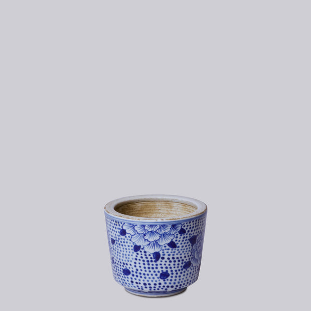 Antiqued Floral Dot Cachepot