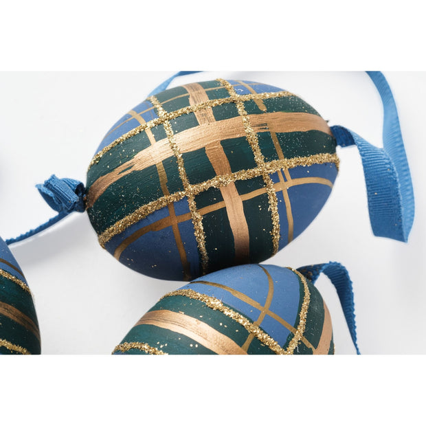 Christmas Plaid Egg Ornament - Set of 3