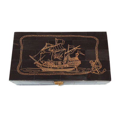 Skrimshaw Pirate Ship Decorative Box