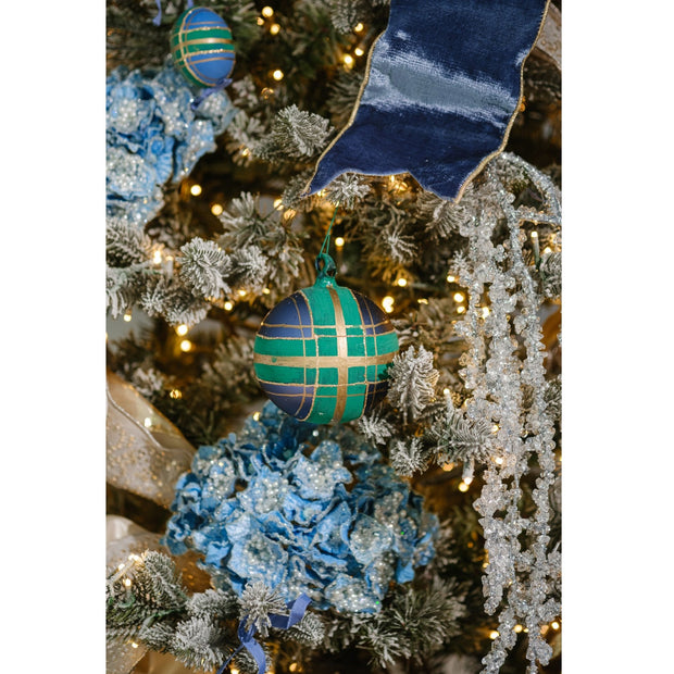 Christmas Plaid Glass Ornament - Set of 3