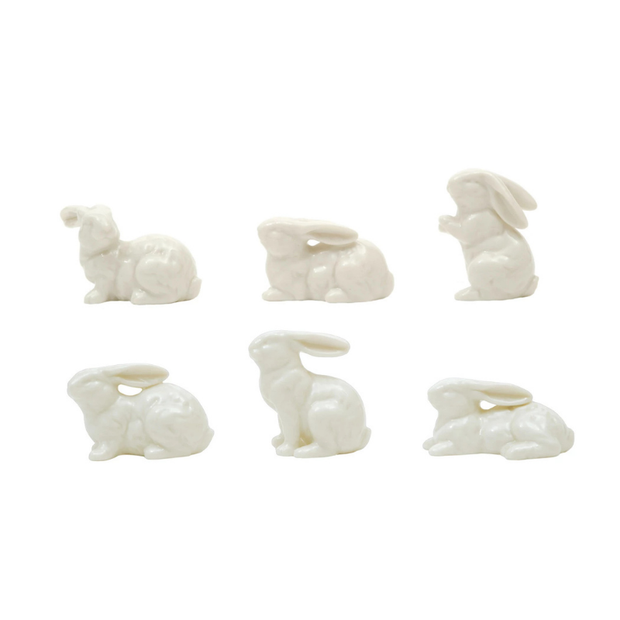 Decorative White Rabbit - Set of 6