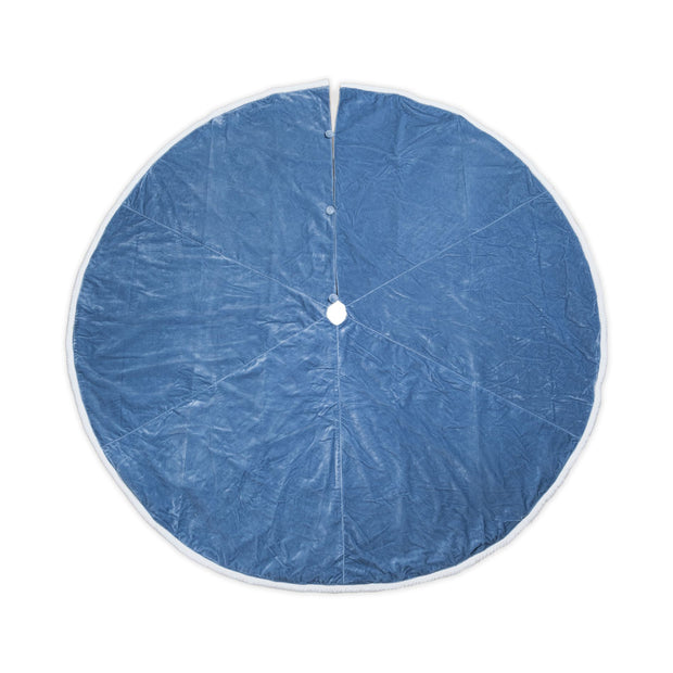 Cailíní Coastal Velvet Christmas Tree Skirt - Dusty Blue