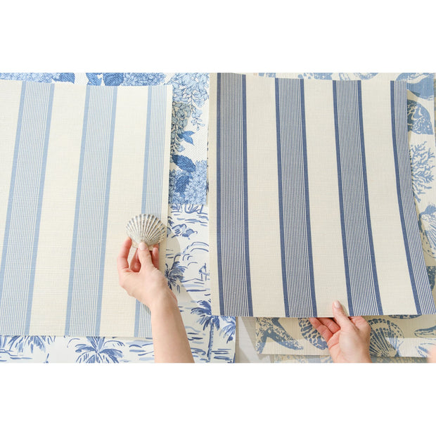 Emmy Stripe Chambray Grasscloth Wallcovering Swatch