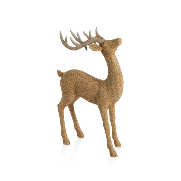 Faux Rattan Standing Deer