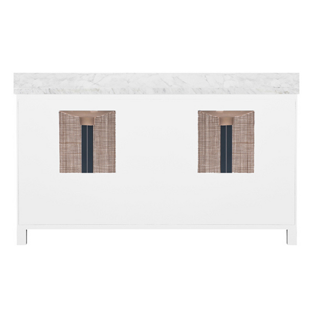 Capistrano 60" Double Bathroom Vanity with Carrara Marble Top - White