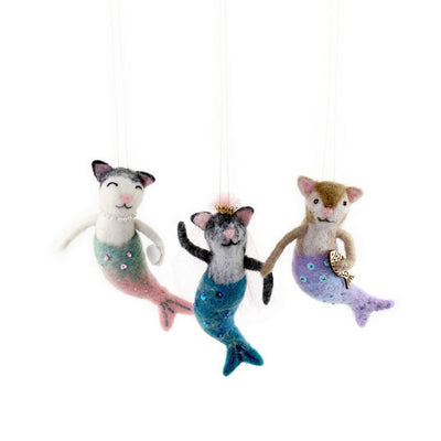 Purr-maid Plush Ornament - Set of 3