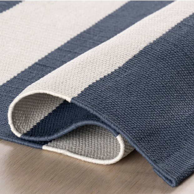 Cabana Stripe Handwoven Indoor/Outdoor Rug - Navy