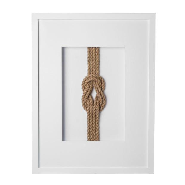 White Nautical Knot Framed Art - Double Square