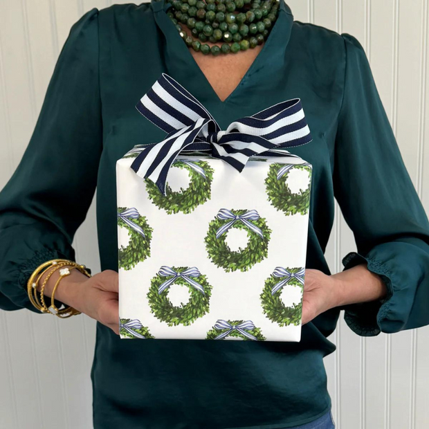 Boxwood Wreath Gift Wrap Roll