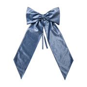 Slate Blue Velvet Oversized Bow