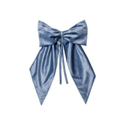 Slate Blue Velvet Oversized Bow