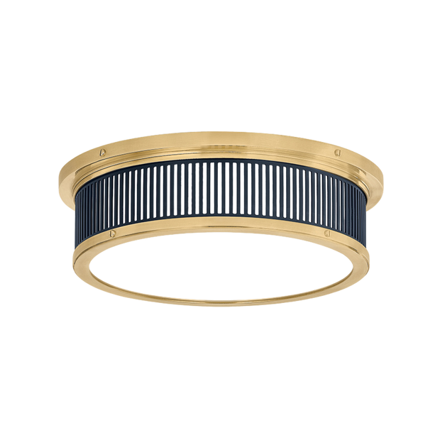 Ashdown Flush Mount - Brass/Navy