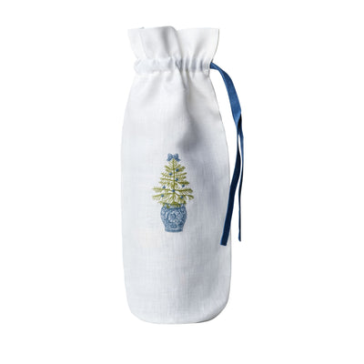 Chinoiserie Christmas Tree Wine Bag