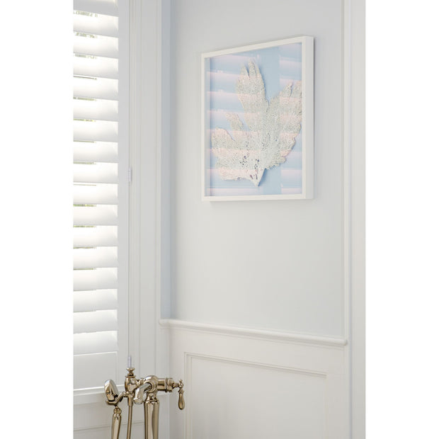 Sea Fan Framed Art - White on Light Blue