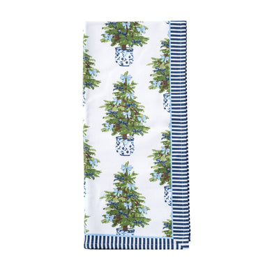 Blue Bow Christmas Tree Tea Towel