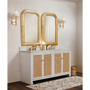 Capistrano 60" Double Bathroom Vanity with Carrara Marble Top - White