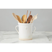 White Hand Thrown Crock and Utensil Bundle