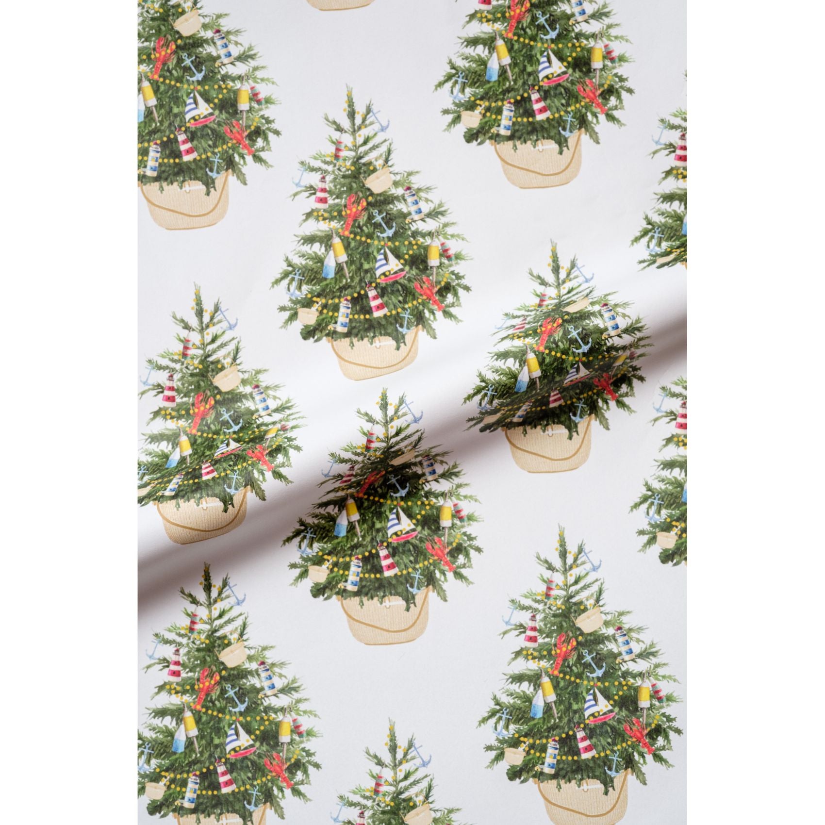 Coastal Christmas Tree Gift Wrap Roll - Set of 2