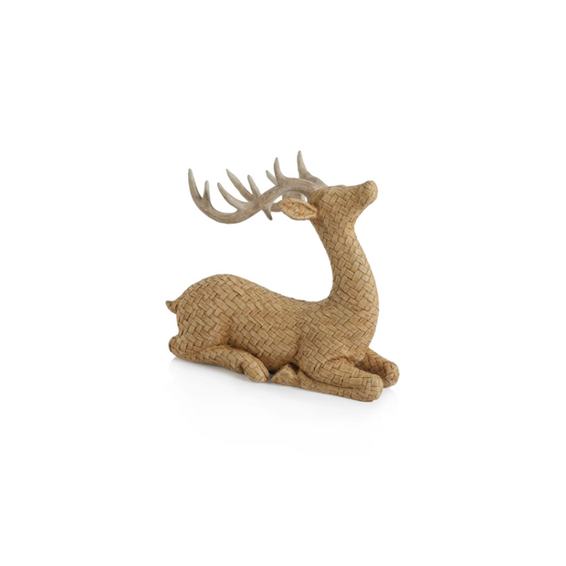 Faux Rattan Laying Deer