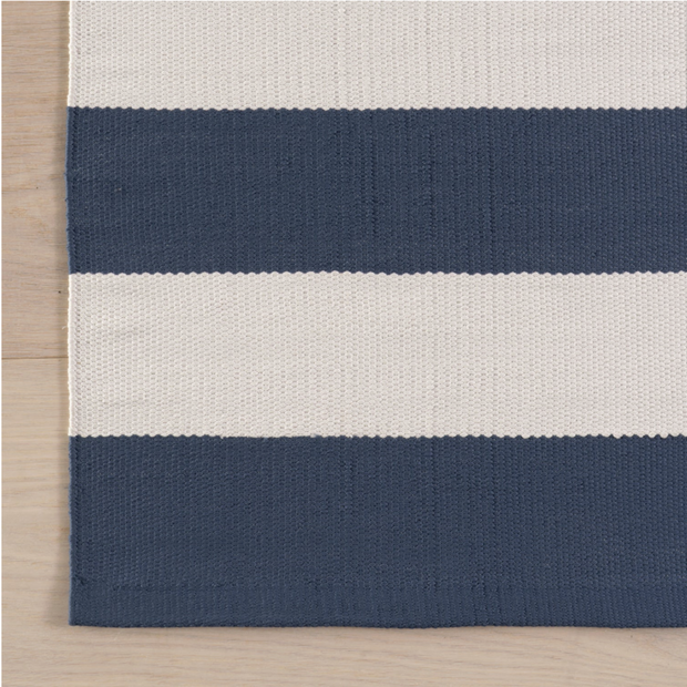 Cabana Stripe Handwoven Indoor/Outdoor Rug - Navy