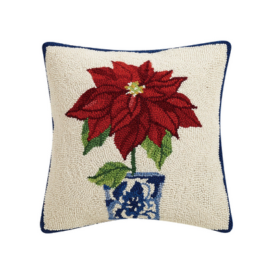 Chinoiserie Poinsettia Hook Pillow