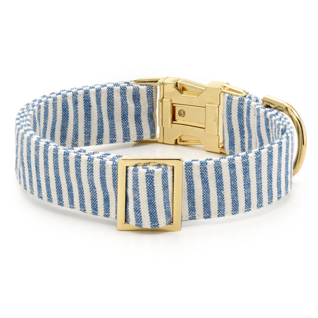 Lake Blue Stripe Summer Dog Collar