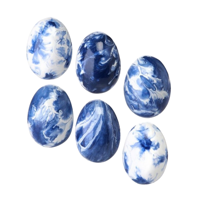 Blue Marbleized Decorative Eggs - Set of 6