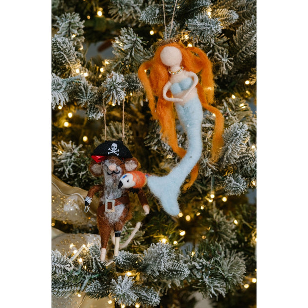 Mermaid and Pirate Plush Ornament - Set of 2