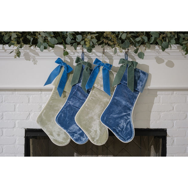 Cailíní Coastal Velvet Christmas Stocking - Seafoam