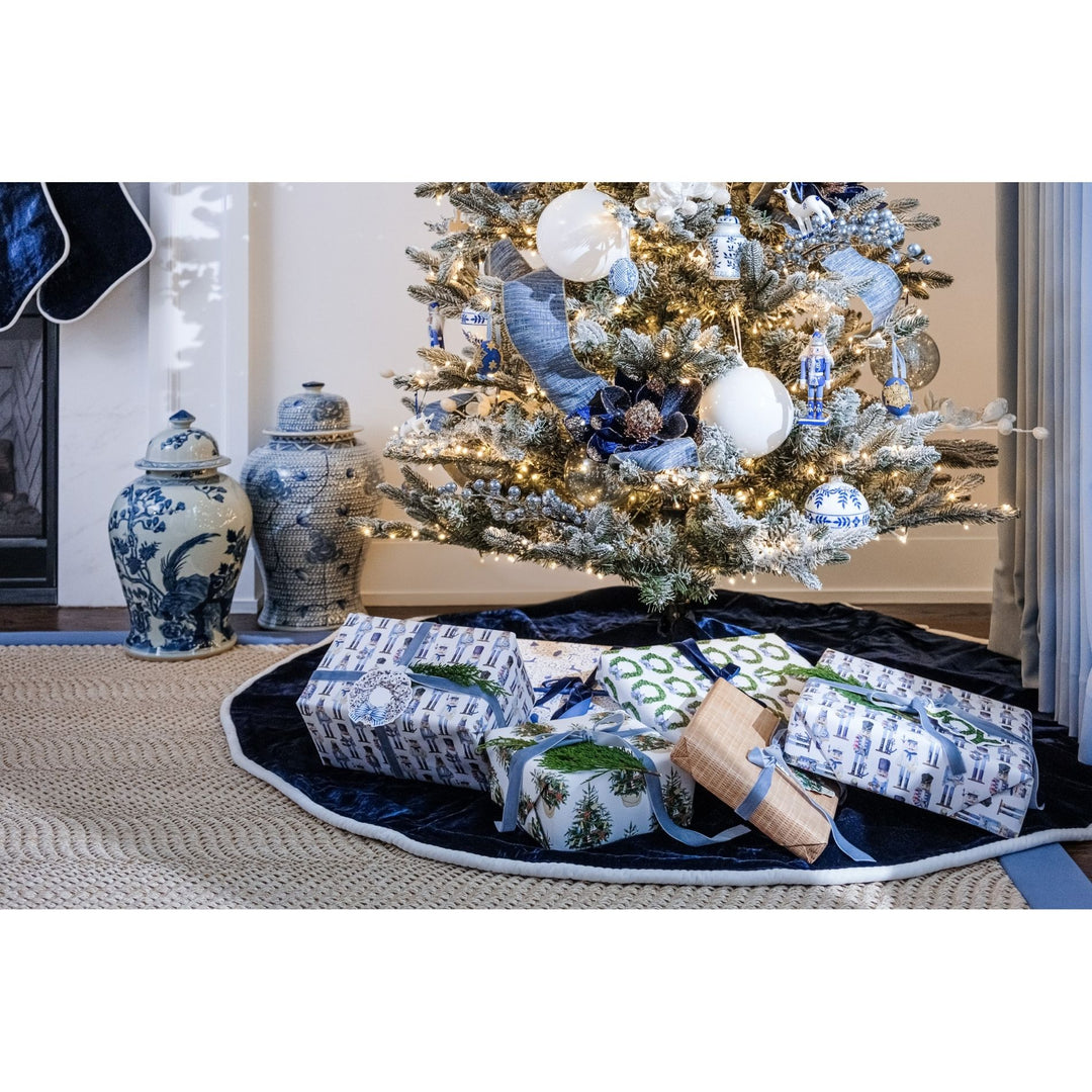 Light blue velvet tree skirt best sale