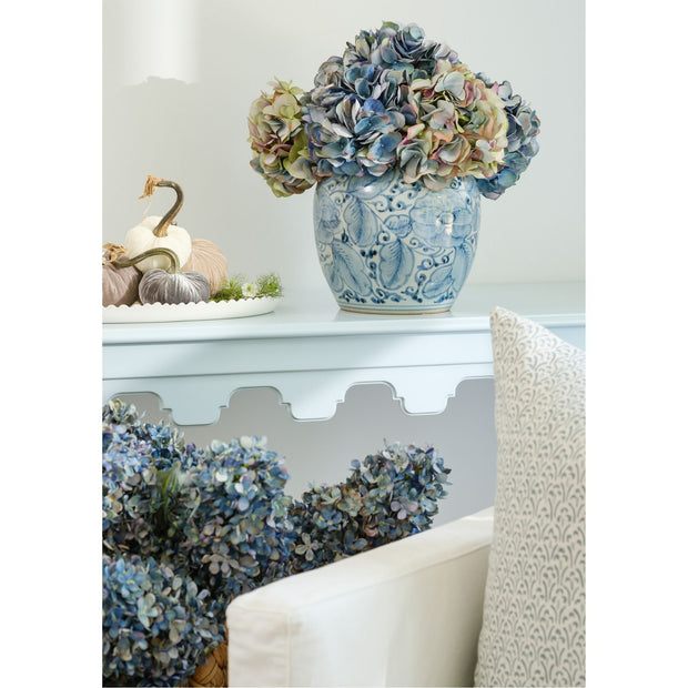 Antiqued Blue Hydrangea Faux Stem