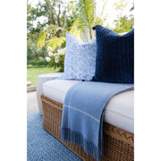 Windowpane Stripe Cashmere Throw - Dusty Blue