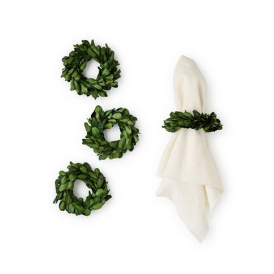 Preserved Boxwood Napkin Rings - Set of 4