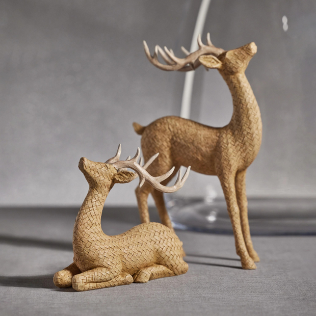 Faux Rattan Laying Deer