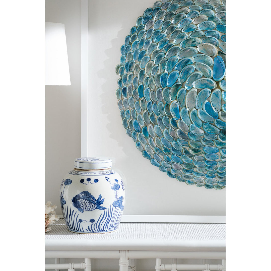Jade Abalone Shell Ripple Framed Art - Cailini Coastal