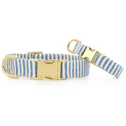 Lake Blue Stripe Summer Dog Collar