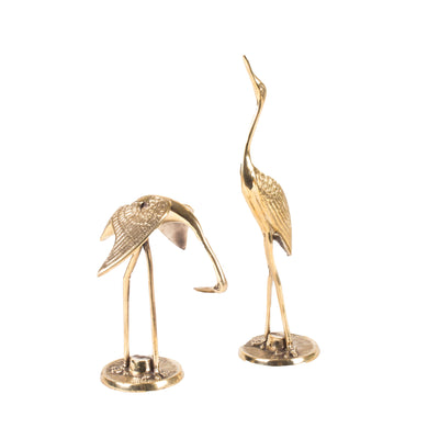 Brass Crane Sculpture - Set of 2