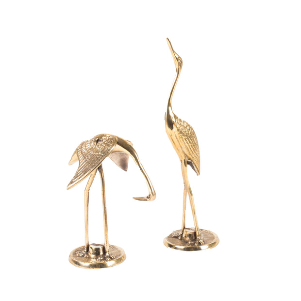 Brass Crane Sculpture - Set of 2