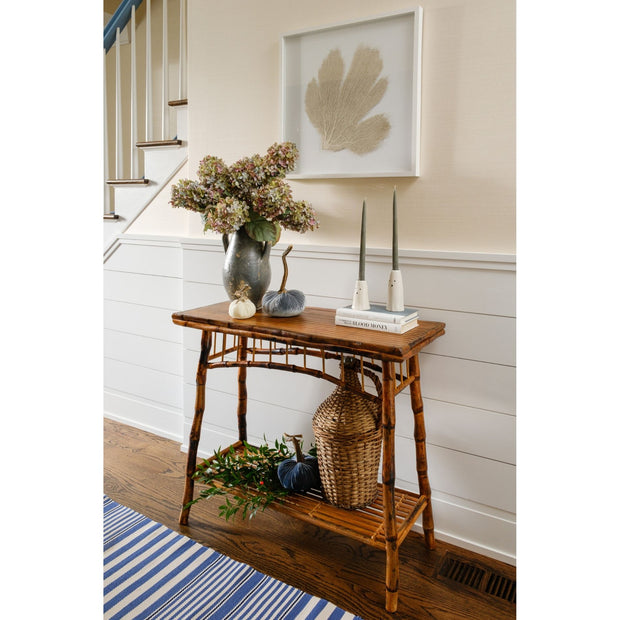 Antiqued Rattan Console Table