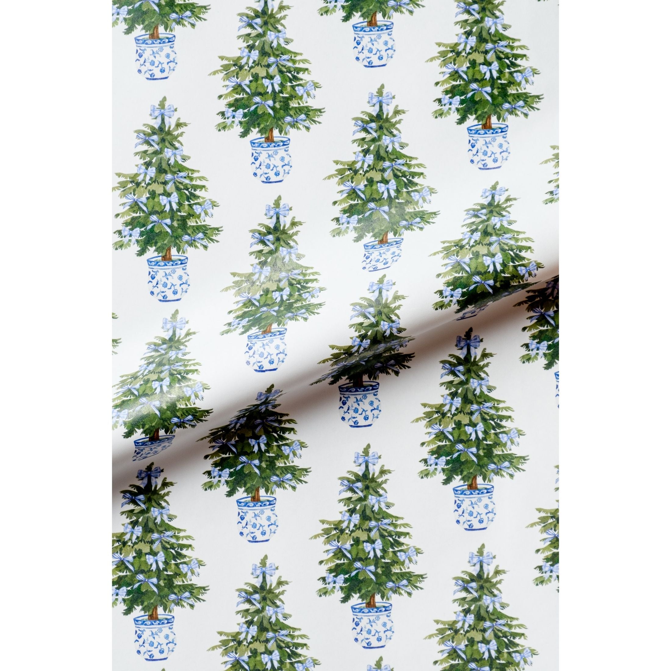 Blue Christmas Tree Gift Wrap Roll - Set of 2